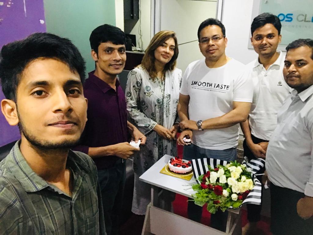 Office staff congratulated the founder and CEO of OS CLICKS LTD for coming to Bangladesh from London after a long time